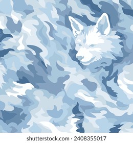 Elevate your space with unique winter charm! Discover my exquisite vector art featuring a concealed fox or wolf head within a captivating winter camouflage pattern. Perfect for wildlife enthusiasts, t