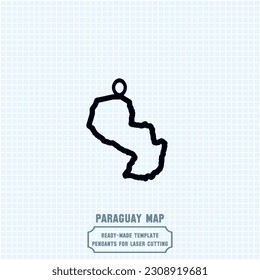 Elevate your style with our exquisite Paraguay map pendant template! Crafted for laser cutting on metal, this ready-made vector file. Create stunning accessories that showcase your love for Paraguay.