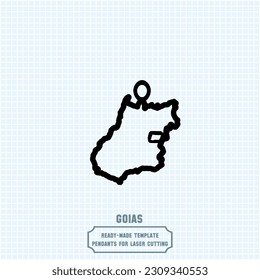 Elevate your style with our exquisite State of Goiás map pendant template! Crafted for laser cutting on metal, this ready-made vector file. Create stunning accessories that showcase your love.
