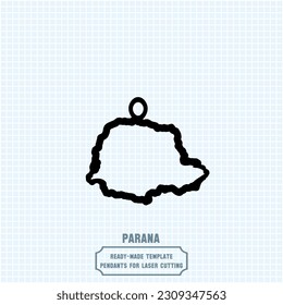 Elevate your style with our exquisite State of Paraná map pendant template! Crafted for laser cutting on metal, this ready-made vector file. Create stunning accessories that showcase your love.
