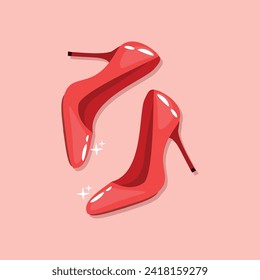 Elevate your style with this red high-heeled shoes illustration. A perfect blend of beauty, elegance, and glamour, ideal for fashion and graphic design projects