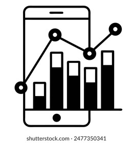 Erhöhen Sie Ihren technisch versierten Stil mit unserer schlanken Vektorgrafik-Illustration mit einem dynamischen Diagramm und einem Smartphone-Technologie-Logo-Symbol.