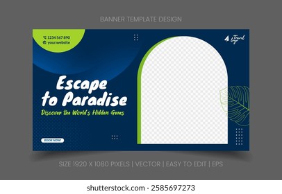 Elevate your travel dreams with our vacation agency's stunning banner abstract background, easy image replacement, and seamless editing for standout promotions!