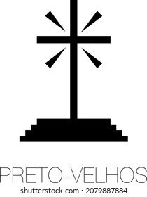 Elevated cross, representing Preto-Velhos in the Umbanda religion. Vector illustration.