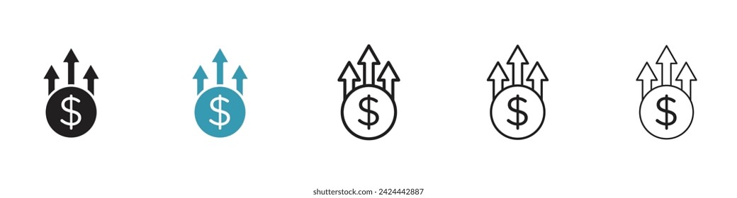 Conjunto de iconos vectoriales de ingresos elevados. Símbolo de vector de fondo de aumento de ganancias para diseño de interfaz de usuario.
