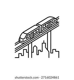 Erhöhte Einschienenbahn auf einem Gleis für ÖPNV-Karten