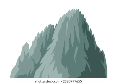 Elevated Mountain Peak and Summit with Bedrock Closeup Vector Illustration