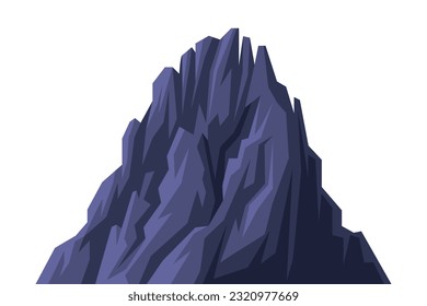 Elevated Mountain Peak and Summit with Bedrock Closeup Vector Illustration