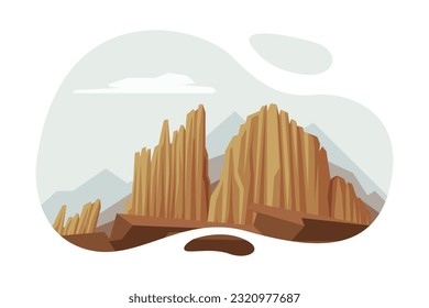 Elevated Mountain Peak and Summit with Bedrock Vector Illustration