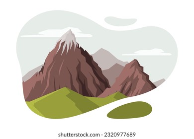 Elevated Mountain Peak and Summit with Bedrock Vector Illustration