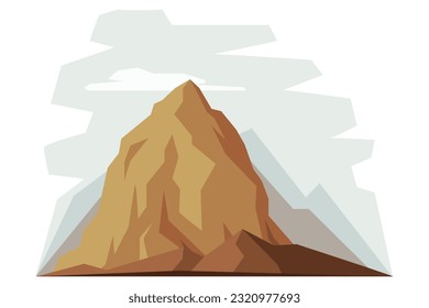 Elevated Mountain Peak and Summit with Bedrock Vector Illustration