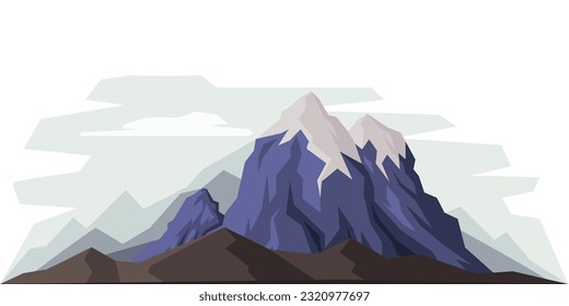 Elevated Mountain Peak and Summit with Bedrock Vector Illustration