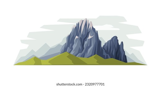 Elevated Mountain Peak and Summit with Bedrock Vector Illustration