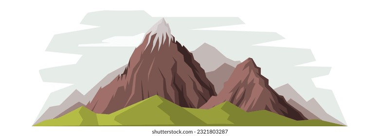 Elevated Mountain Peak and Summit with Bedrock Vector Illustration