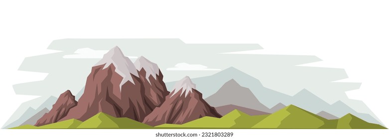 Elevated Mountain Peak and Summit with Bedrock Vector Illustration
