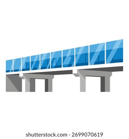 Uma estrutura elevada com uma série de pilares que suportam um caminho com painéis de vidro. O design parece moderno e funcional.