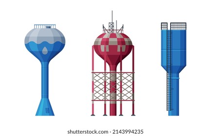 Hochwasserturm mit Tank als Wasserversorgungs-Vektorset