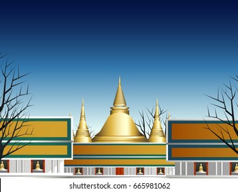 elevation of court in temple pavilion in deep forest
