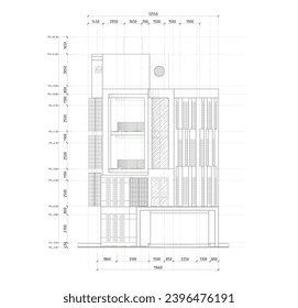 elevation or front view of a multi-storey building