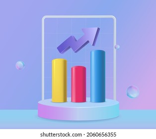 Höhendiagramm, ausgedrückt in 3D-Illustrationssatz. Daten, Stock, Finanzen, Bank. Vektorgrafik. Handgezeichnet.