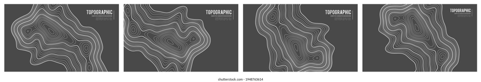 Elevation graphic contour height lines. Topographic pattern texture. Map on land vector terrain. Elevation graphic contour height lines. Vector Set.