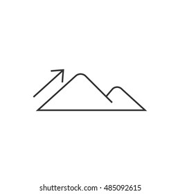 Elevation Icon In Thin Outline Style. Riding Cycling Automotive Sign Uphill Hilly Mountain