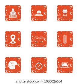 Elevation icons set. Grunge set of 9 elevation vector icons for web isolated on white background