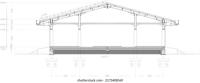 Elevation and section sketch of the steel construction type wf