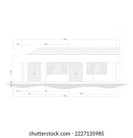 Elevation sketch or front view of the building