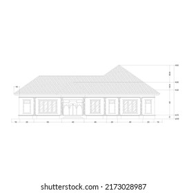 elevation sketch or front view of classic building