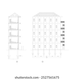 elevation sketch of multi-storey building