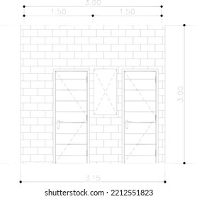 elevation sketch or view of the bathroom with exposed brick walls