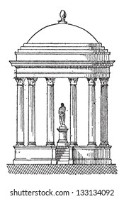 Elevation View, showing a Monopteros, vintage engraved illustration. Dictionary of Words and Things - Larive and Fleury - 1895