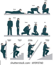 Elevations of workmen in various positions