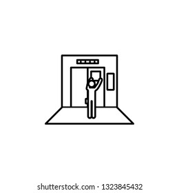 in elevator, ads, advertisements icon. Element of situation in elevator icon. Premium quality graphic design icon. Signs and symbols collection icon