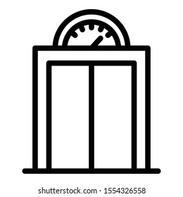 Elevator with analogue pitch icon. Outline elevator with analogue pitch vector icon for web design isolated on white background