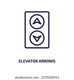 elevator arrows icon from user interface collection. Thin linear elevator arrows, elevator, lift outline icon isolated on white background. Line vector elevator arrows sign, symbol for web and mobile