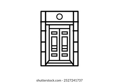 Aufzug, schwarzes Symbol einzeln auf weißem Hintergrund. Vektorgrafik.