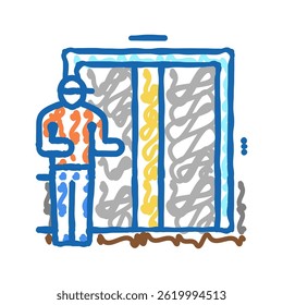 elevator in building doodle icon sketch vector. elevator in building sign. isolated symbol illustration