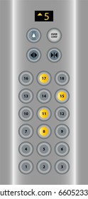 Elevator Button shows floor open and close Vector illustration