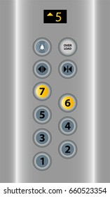 Elevator Button shows floor open and close Vector illustration