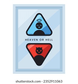 The Elevator Buttons to Heaven or Hell. Isolated Vector Illustration