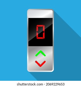 Elevator buttons panel isolated on blue background
