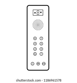 Elevator buttons panel outline. Clipart image isolated on white background