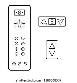 Juego de iconos de contorno del panel de botones del elevador. Imagen de cliente aislada en fondo blanco