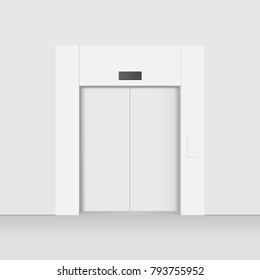 Elevator With Closed Doors, Blank Mockup. Vector Illustartion