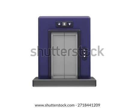 Elevator with Closed Doors and Floor Indicator icon 3d rendering illustration