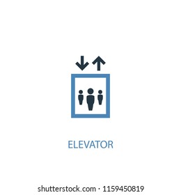 elevator concept 2 colored icon. Simple blue element illustration. elevator concept symbol design from Hotel set. Can be used for web and mobile UI/UX