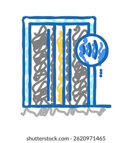 Aufzug berührungslos doodle Symbol Skizze Vektor. berührungsloses Aufzugszeichen. einzelne Symbolgrafik