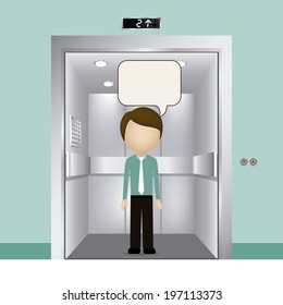 Elevator design over blue background, vector illustration
